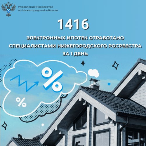 1416 электронных ипотек отработано специалистами нижегородского Росреестра за 1 день